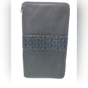 Hermes Fourre Tout PM Zippy Travel Wallet Gray Black Canvas